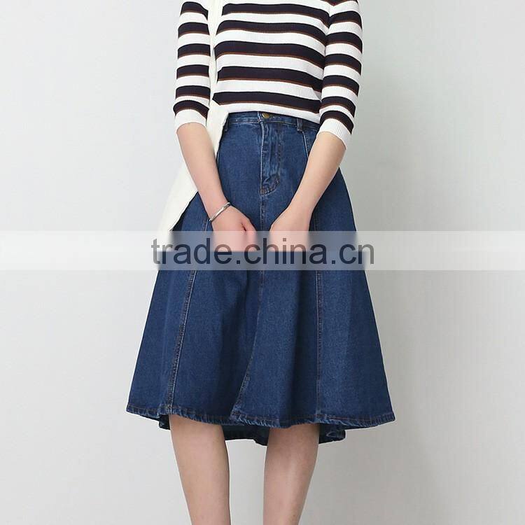 Wholesale custom long denim skirts blue jean skirts for women