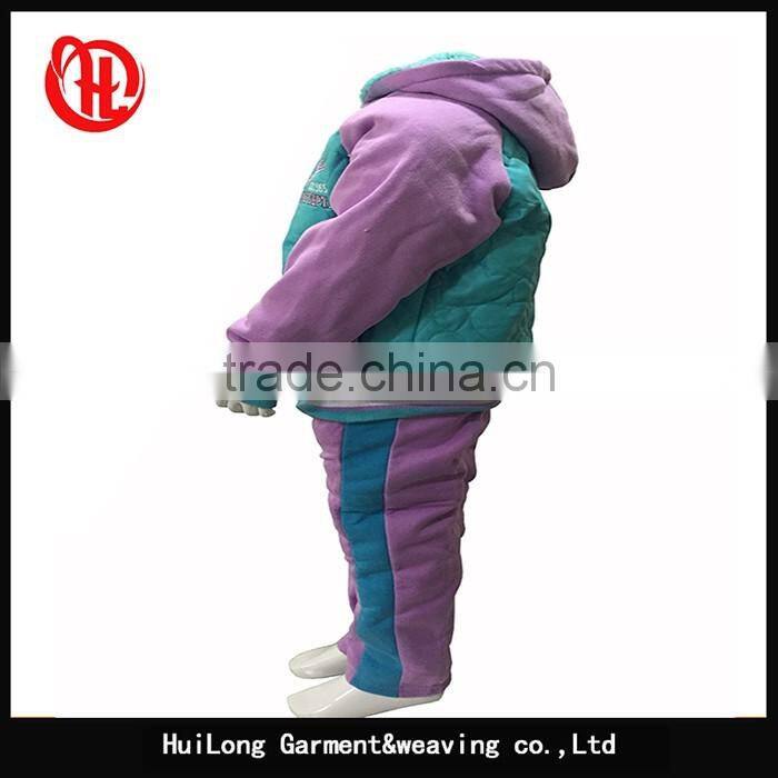 OEM garment Pu fleece hood apparel girls sets clothing