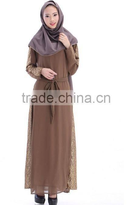 long sleeve maxi chiffon beaded muslim dress abaya