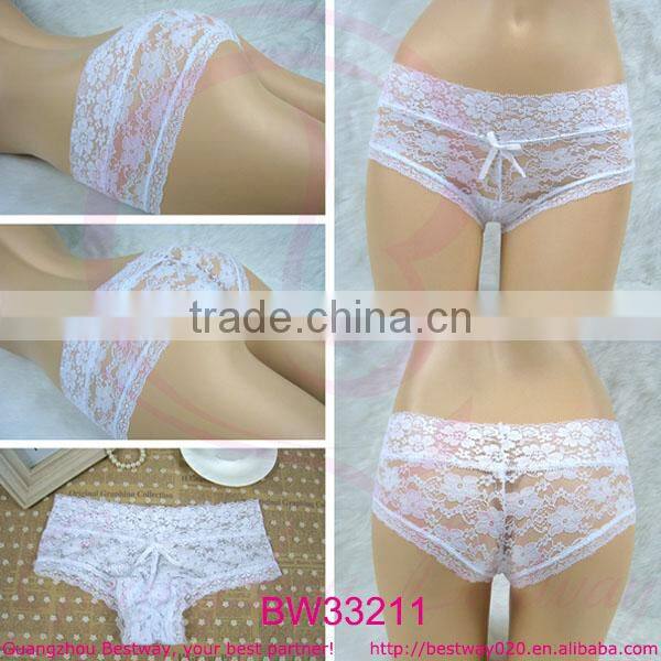 Hot sell very sexy hot transparent soft lace underwear cheap price 3 US sizes for wholesale from Guangzhou Bestway Underwear