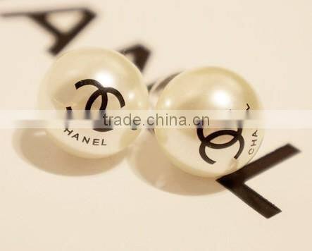 personalized letter/words stamped pearl dangle earrings, custom logo stamped pearl dangle earring jewelry, best promotional gift