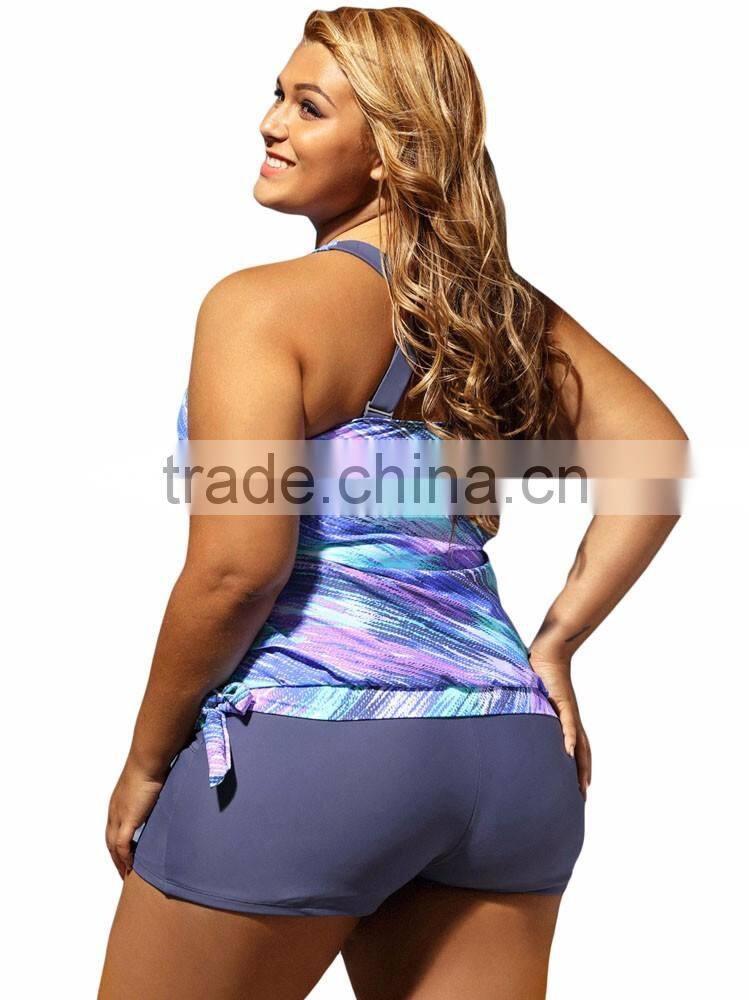 China Factory Price Custom Hot Fat Women Two-Piece Swimming Wear Suit