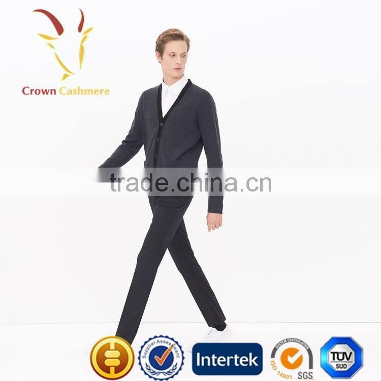 Excellent Mens Knitted Wool Pure Cashmere Cardigan