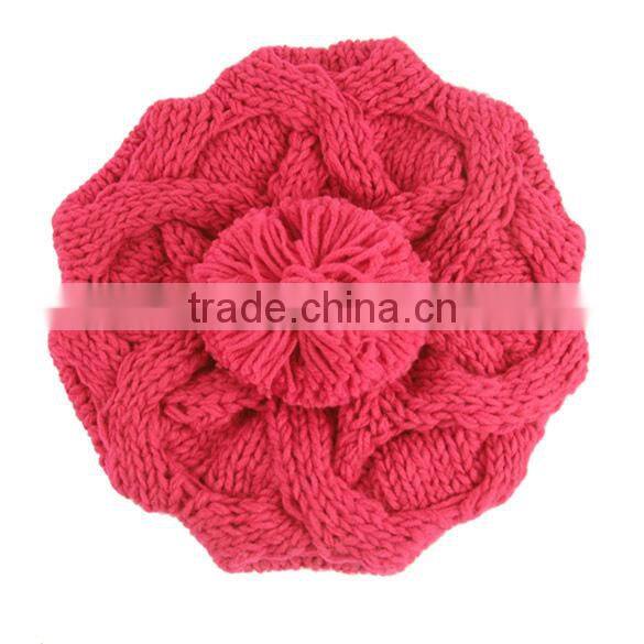 Women's Warm Knit Wool Beanie Pumpkin Ball Pumpkin Ladies Winter Wool Hat 9083