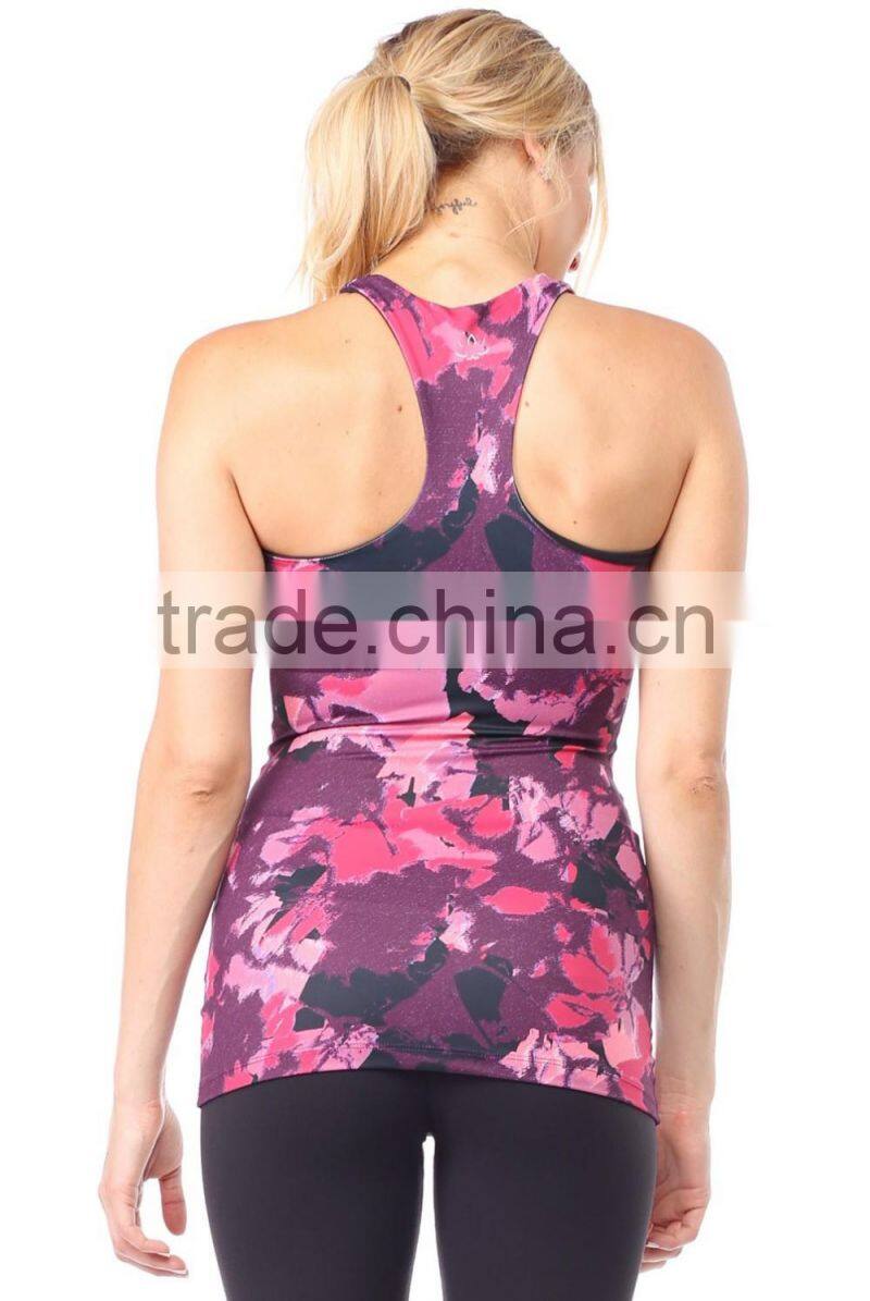 Wholesale Women's Yoga Dazed Floral Racerback Tank Top Racer Back Gym Wear