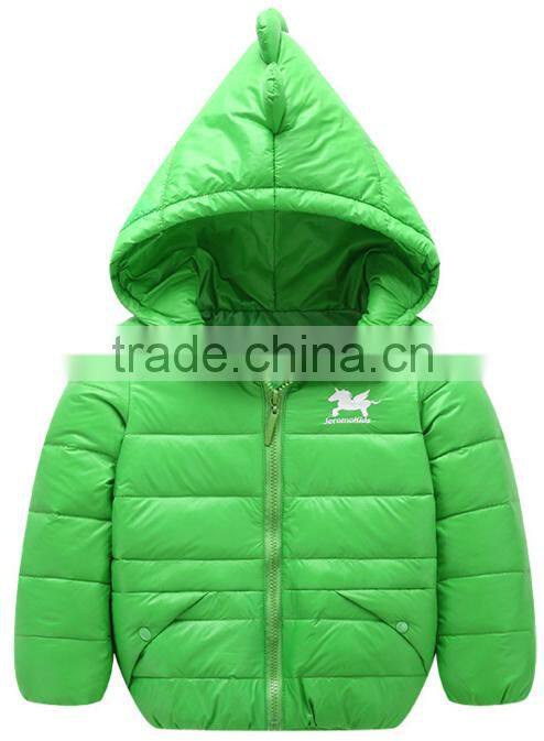 latest kids fashion dianosaur animal cute down clothes,custom made boys padded warm down jacket