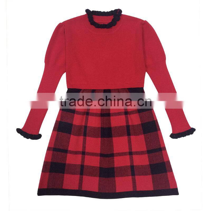 S60706B New Children's Baby Fashion Wood Ears Collar Treillage Princess Warm Dress