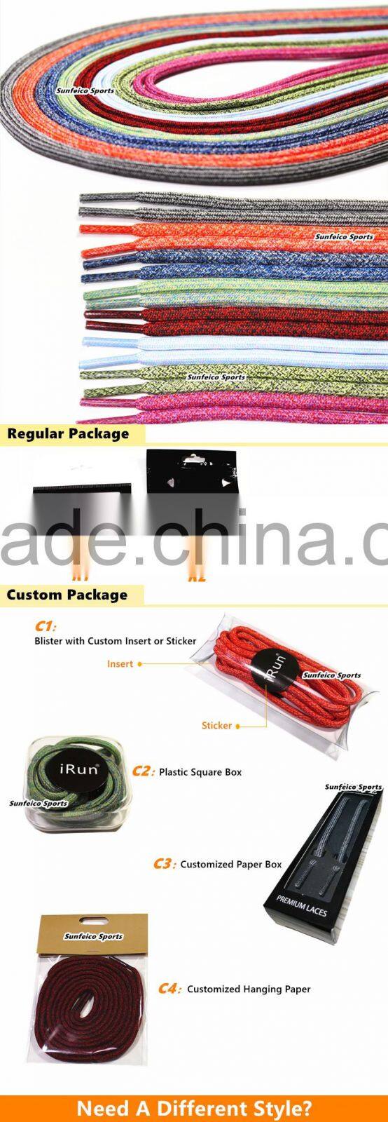 New Style Fleck Regular Rope Hiking Marathon Sports Shoes Laces - 130 CM Long Yeezy Shoes Thick Round Strings - Accept Custom