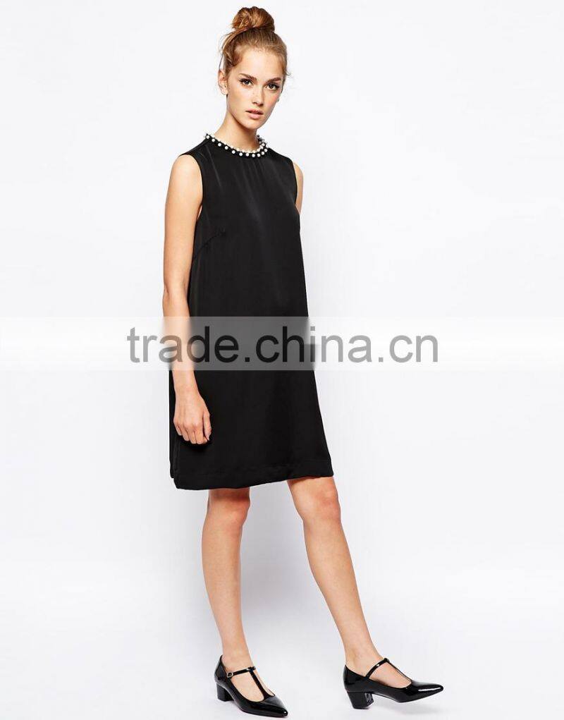 French Connection Dress with Encrusted Neckline