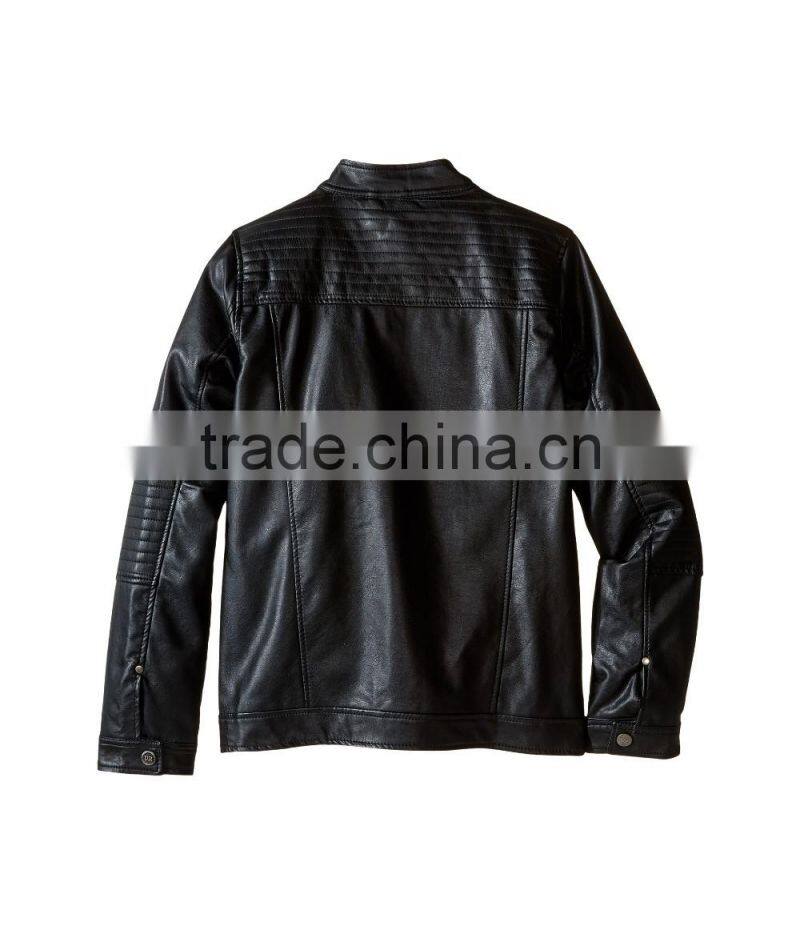 High Quality Customed Kids Black PU Leather Boys Toddler Leather Jacket