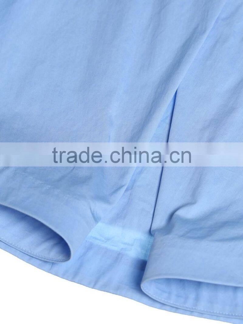 Ladies office sleeveless cotton blue O-neck blouse/shirt tops with back zipper-up