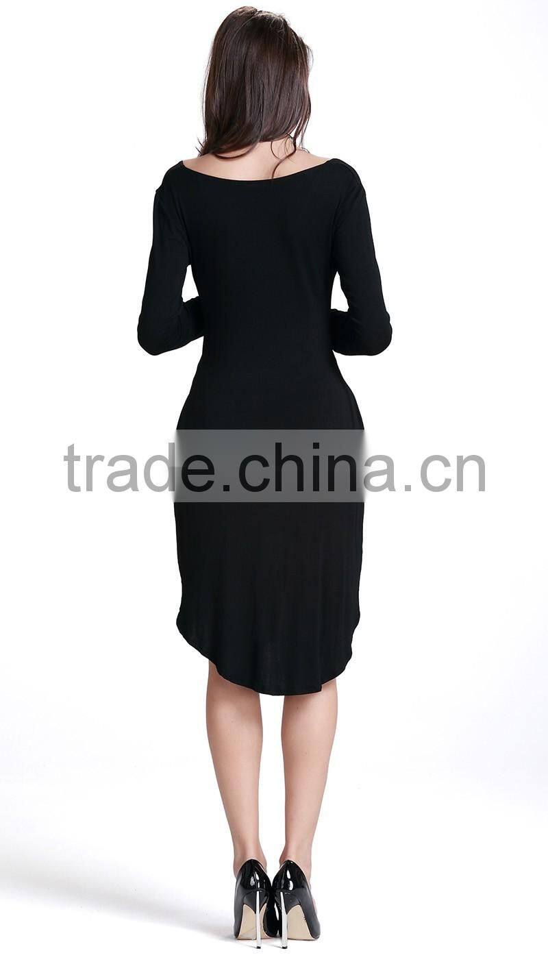 Women's deep V long sleeve thin light weight swallow tail dress