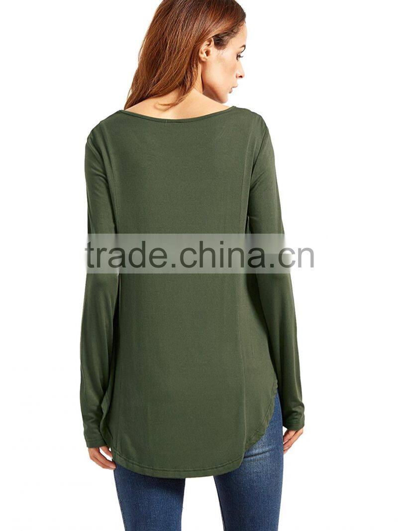 Fashion OEM elegant long sleeves knit blouse Lady plus size top for wholesale