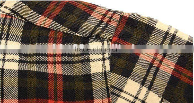 New Men's fashion long sleeve check/plaid flannel shirt with button-down collar