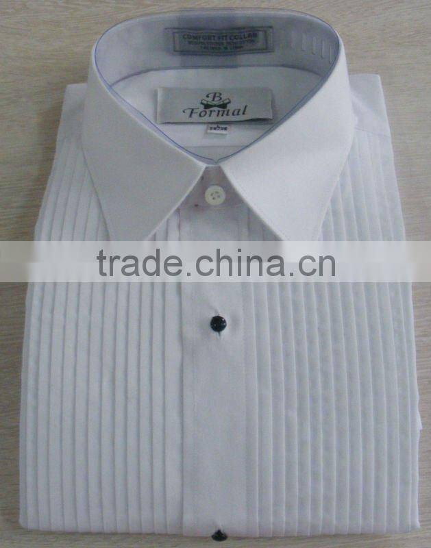 mens white 1/2'' pleats laydown collar tuxedo shirt