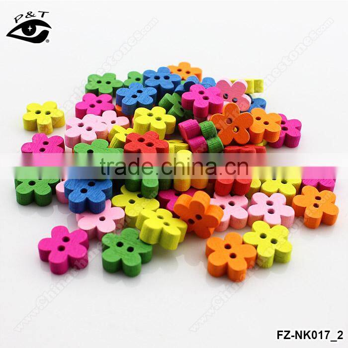 11MM Flower shaped Wood Buttons Colorful Buttons For Decoration DIY Craft Accessories