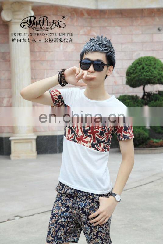 Peijiaxin Fashion Design Casual Style Flag Montaged T shirt with Wholesale Price