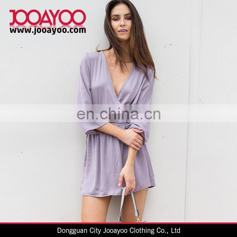 New Style Wrap Over V-Neckline Long Sleeves Elasticated Waistline Playsuits