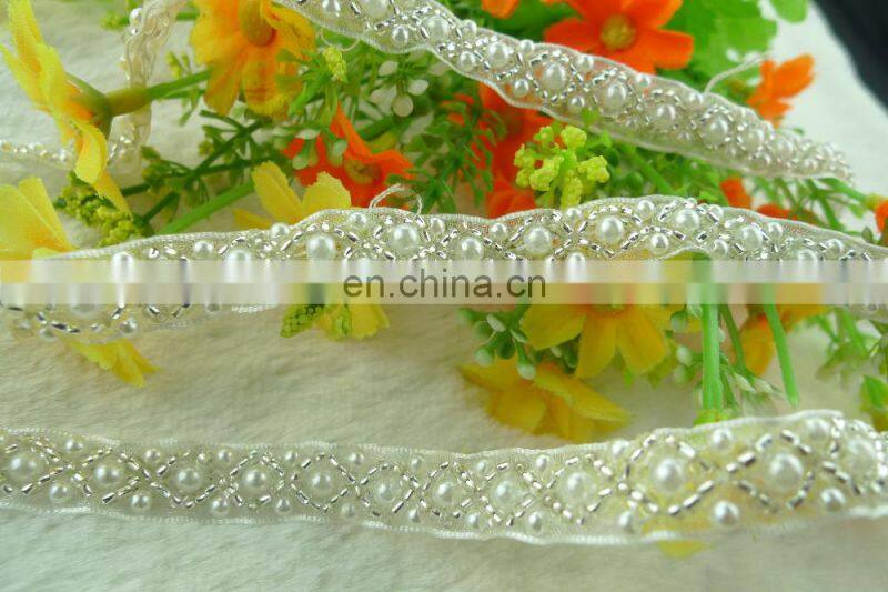 2015 decorative white beade trim for wedding Fancy Lace Trim for garment