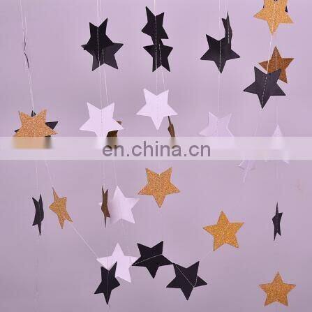 1set Paper Star Banner Garlands 2M Birthday String Chain Banner Ornaments Curtain Wedding Party Room Decor Supplies
