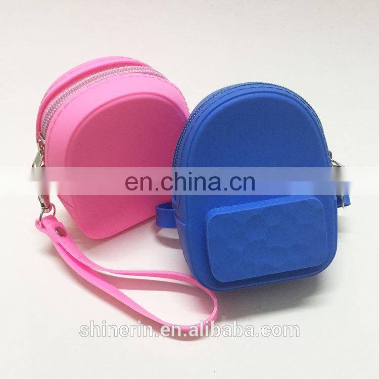 Mini Backpack Shaped Coin Purse Silicone Smiling Face Keychain Charms Wallets Women Purse Bag