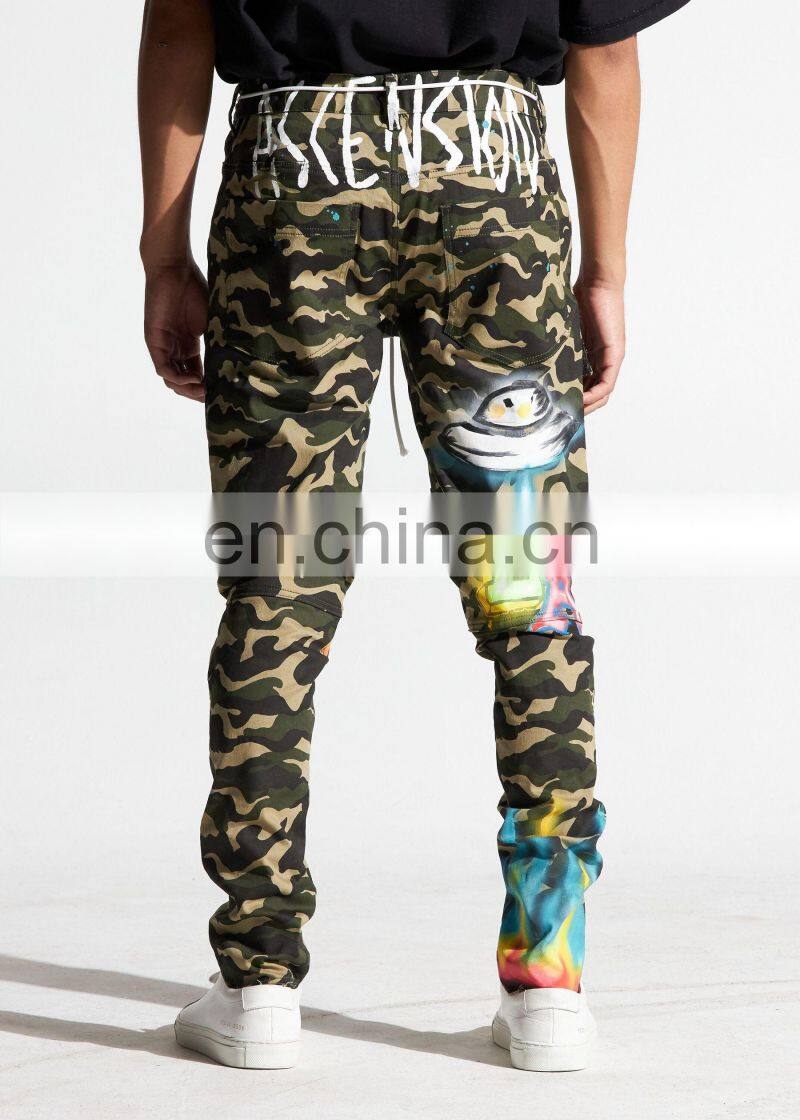 DiZNEW Military Army Cargo Camo Combat Work Jeans Pants With Printing