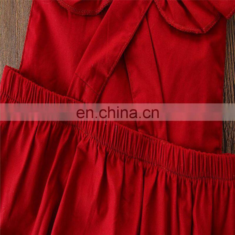 Baby Girl Red Romper Kids Lace flower Summer bodysuit