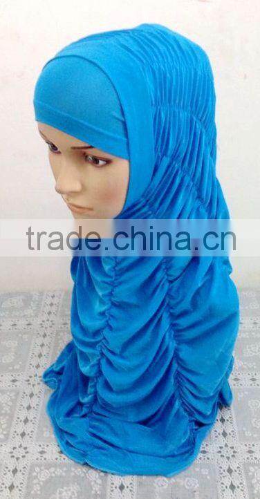 A593 Newest design solid color ruffle TWO Pieces HIJAB