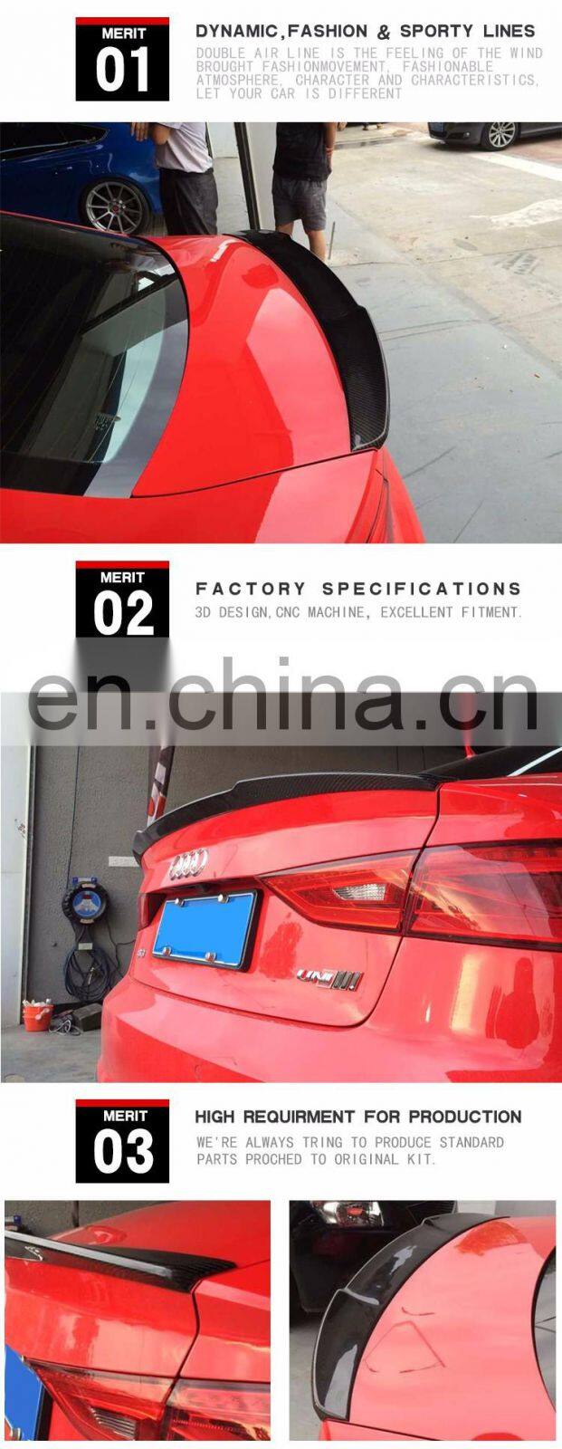 ML Carbon Fiber Delta Wings for Audi A3 S3 8V Sedan 2015 2016