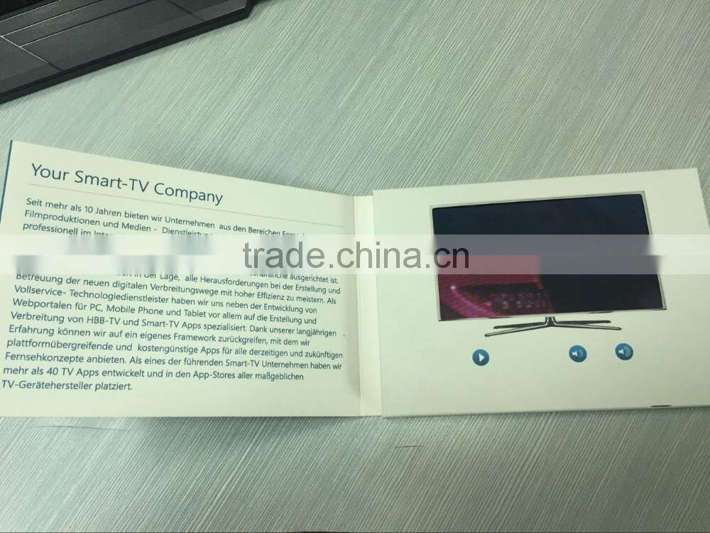 2016 New style 4.3inch LCD greetings card LCD advertising book video brochure card
