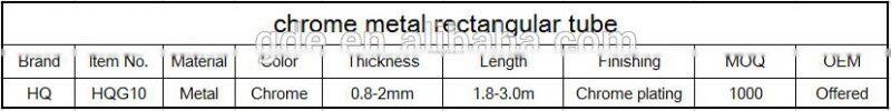 metal chrome flat rectangular tube
