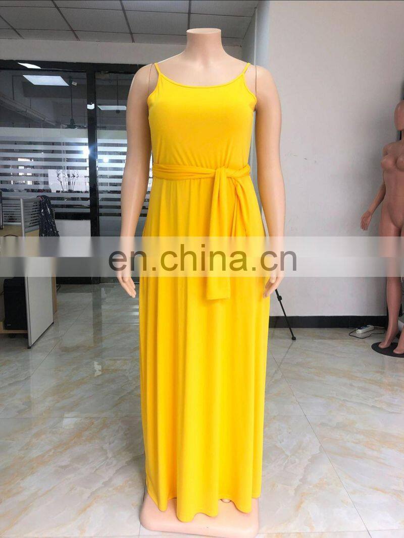 Wholesale custom European and American plus size women's summer hot style solid color shoulder strap dress