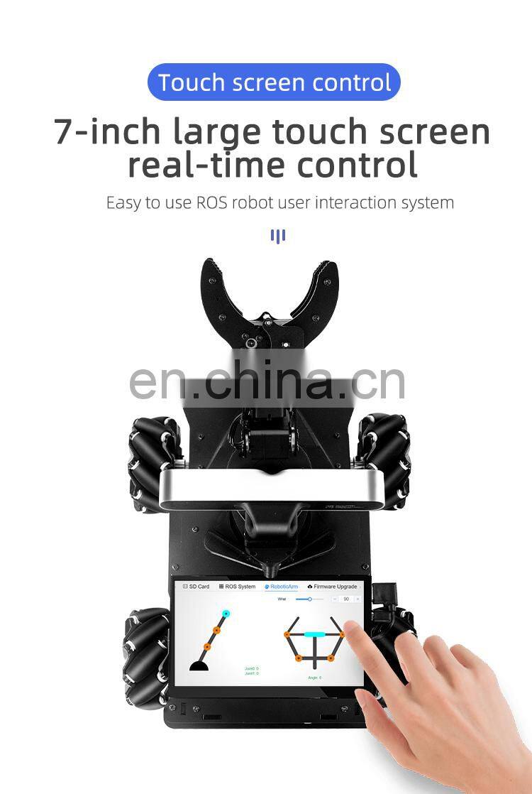 Assembled ROS MROS Lidar Car Mecanum Wheel Robot Car +4DOF Robotic Arm With 7" Touch Screen Range 12M/39.4FT