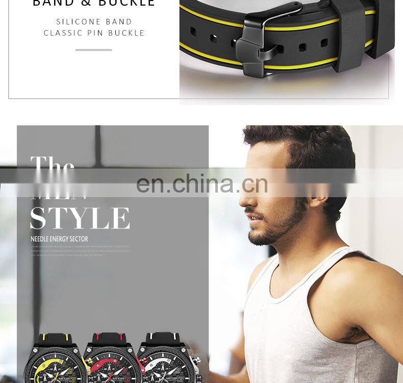 Chinese Wholesale MEGIR 2051 Original Brand Watch Fashion Military Big Dials Silicone Strap Sport Watches