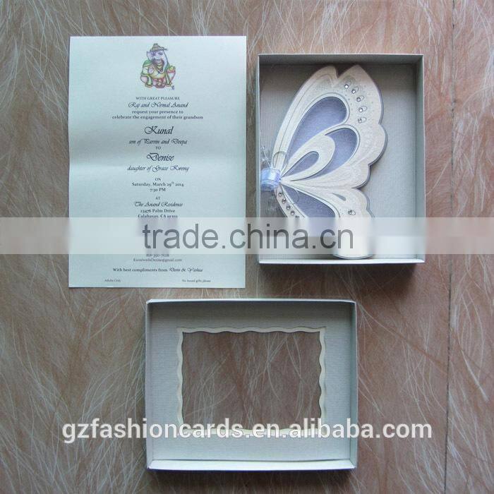 2014 Unique Luxury Butterfly Wedding Card