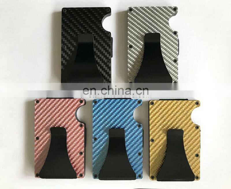 2021 New Minimalist Carbon Fiber Card Case With Money Clip Aluminum Wallet metal Rfid Credit Card Holder wallet rfid blocking
