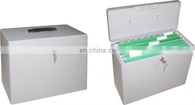 Locking Steel Security File Box Document Storage Organizer