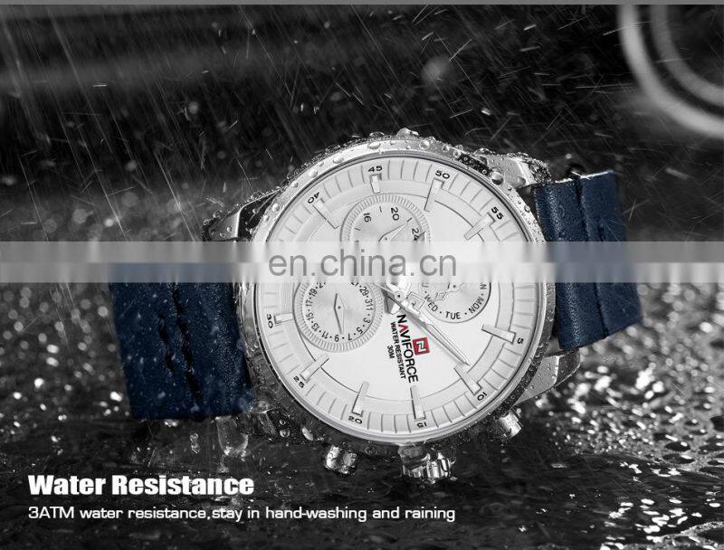 Naviforce 9148 Hot Sale Quartz Movement Wrist Watch Leather Waterproof Chronograph Watch Designer Mens Top Luxury Watches