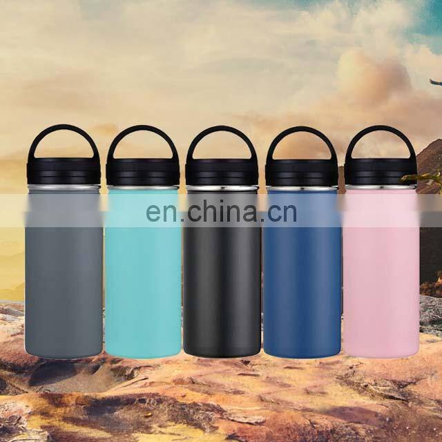 Travel Gym Wide Mouth Double Wall Insulated Stainless Steel Flask Drinking Water Sport Bottle with Handle