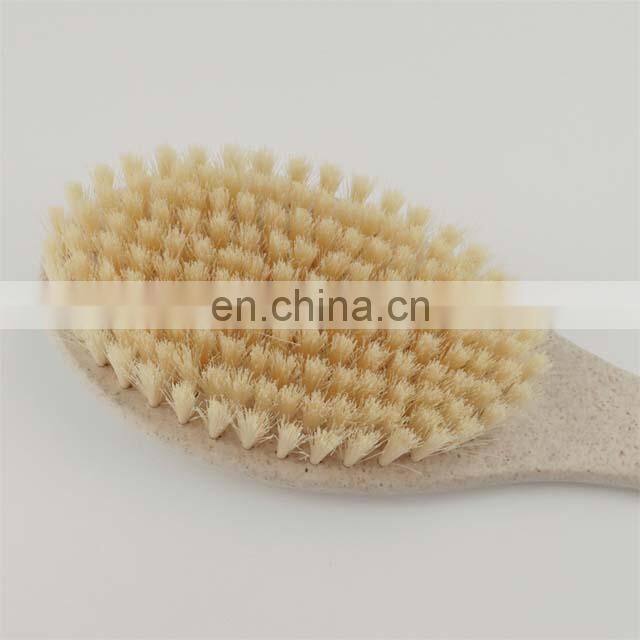Custom Logo Exfoliating Long Handle Wheat Straw Body Brush Back Shower Brush