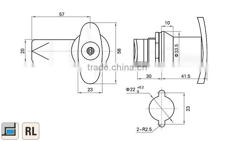 CE RoHS 2015 FEILEI MS302-1 wenzhou factory sell zinc alloy safety cabinet T oval handle lock with key