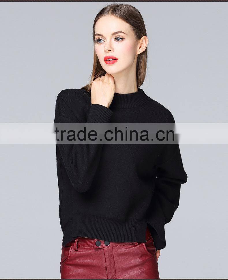 Korea design long sleeve pullover wool sweater design for girls