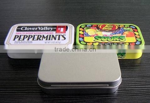 small hinged candy tin box