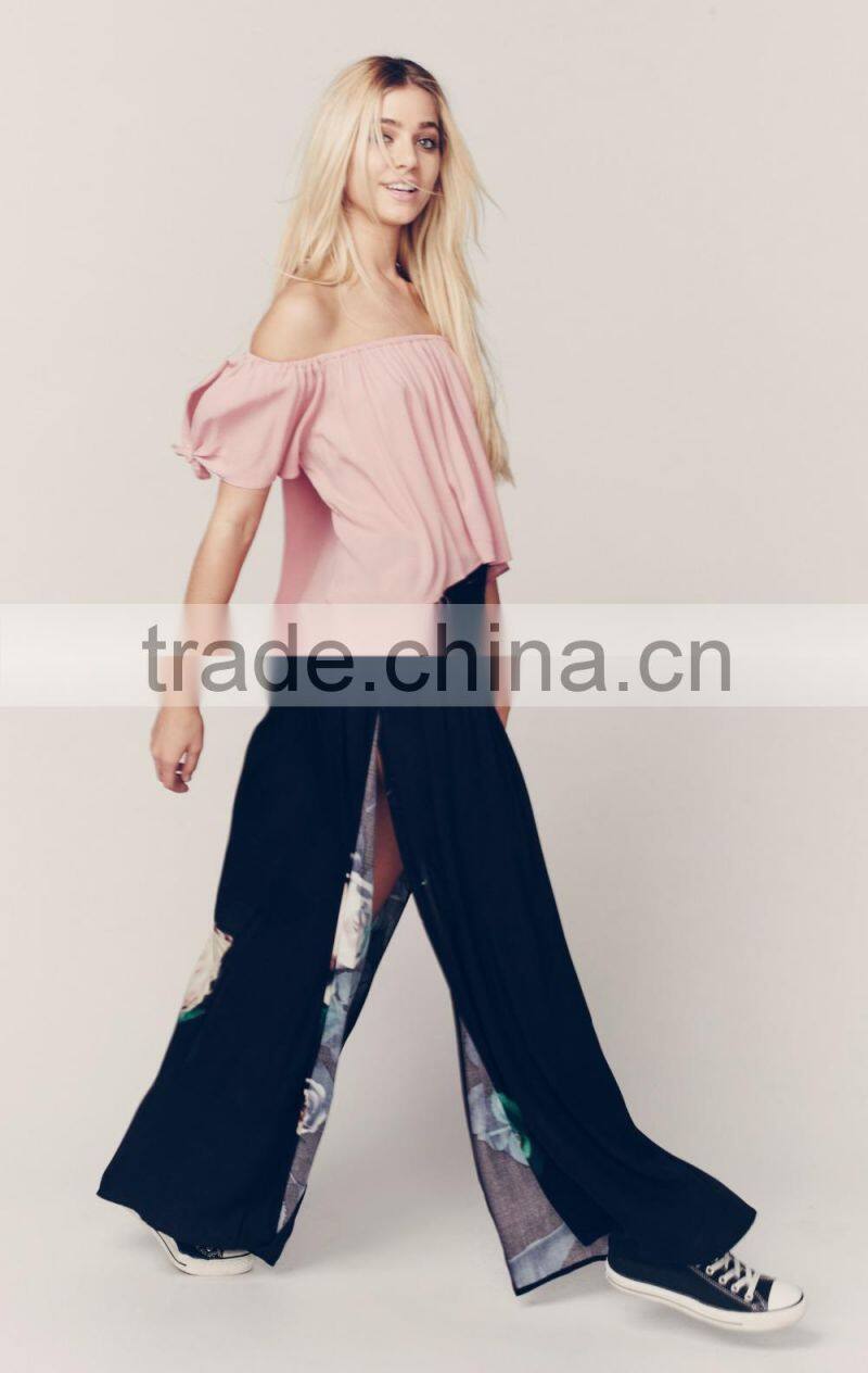 Ladies Lightweight 100% Rayon Off Shoulder Pink Tops