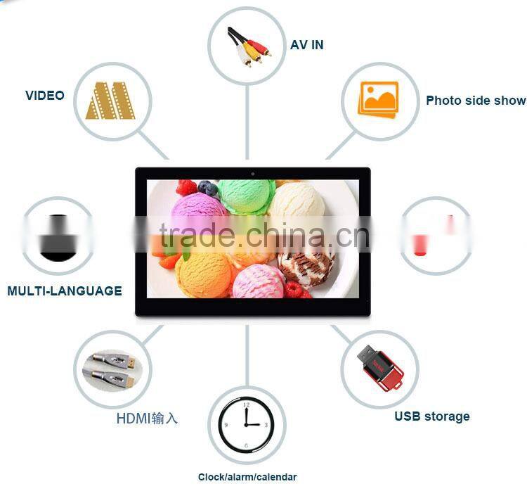15 inch digital photo frame advertising kiosk Display(LCD 1920*1080,16:9, photo, music,1080P video play back, AV in,VESA)