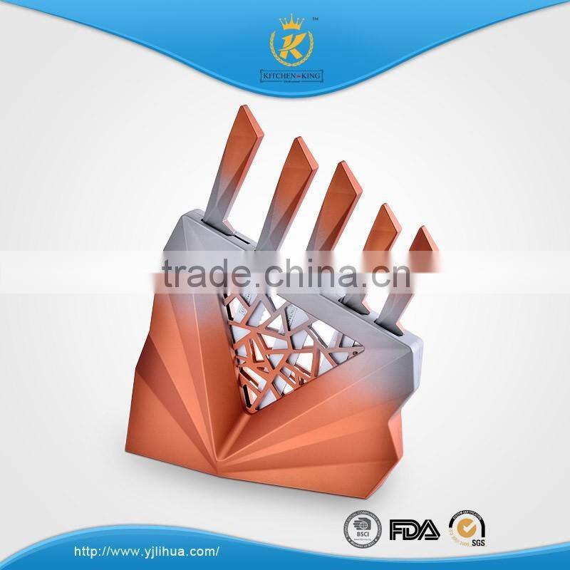 KITCHENN KING 6PCS non-stick color coating knife set with plastic stand