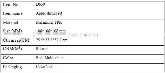 D650 Colorful Apple Cheap Plastic Dish Plastic Dishes Melamine Dish Set