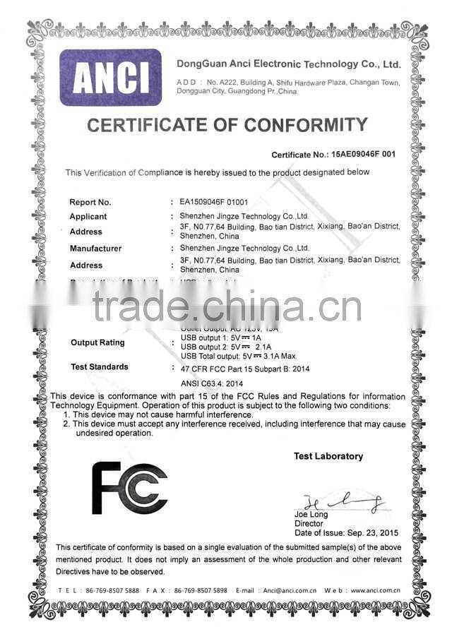 jingze supply american duplex usb receptacle+ 15amp socket