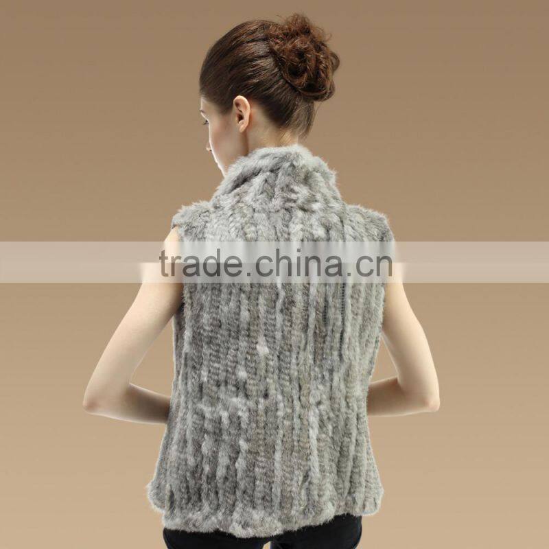 Wholesale 2015 Irregular Style Charmful Real Women Knitted Rabbit Fur Vest