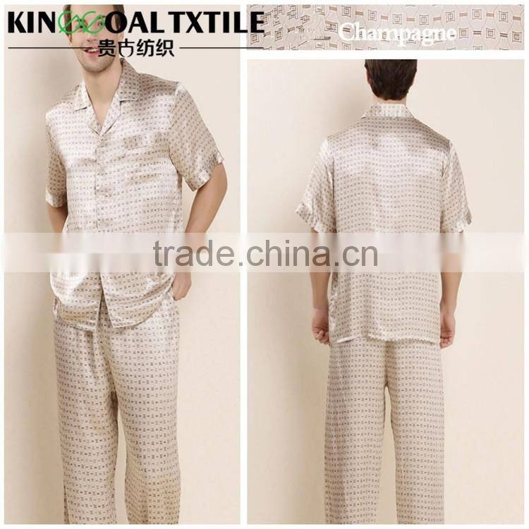 19mm High Grade Male's Long Classic 100% Silk Jacquard Pajama